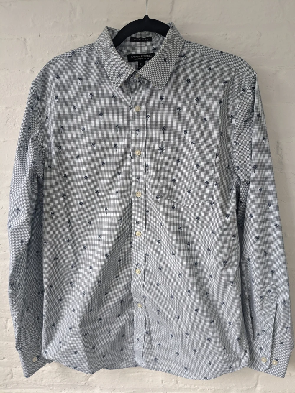 Banana Republic Light Blue Palm-Print Men's Button-Up Shirt